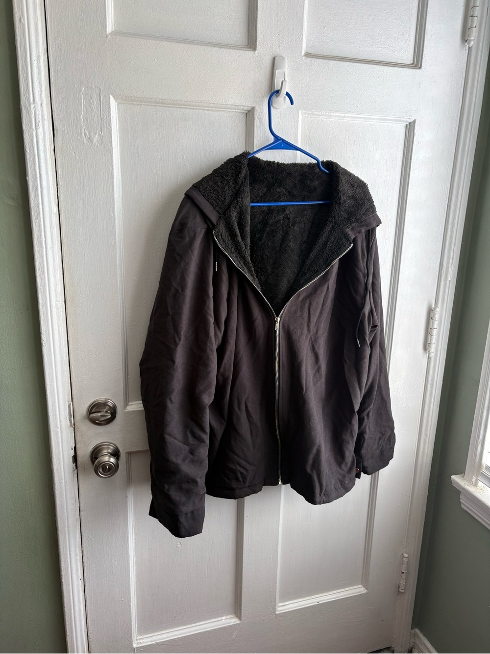 Men's Lightweight Sherpa-Lined Zip Hood Jacket - Black